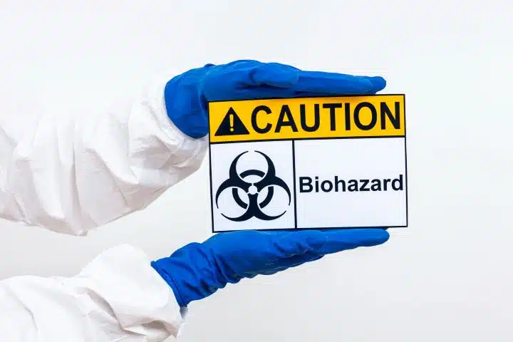 Caution sign for biohazard safety